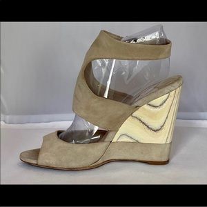 Miu Miu suede wood wedge sandal